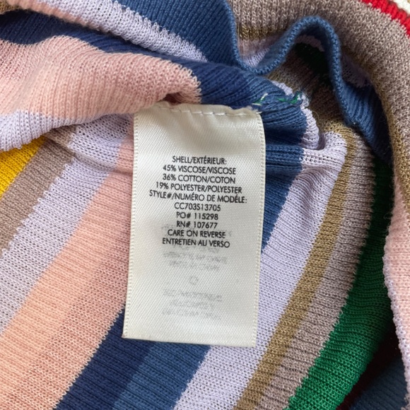 Alice + Olivia Martha Striped Ruffle-Trim Polo Shirt. Size M/L - Picture 4 of 6